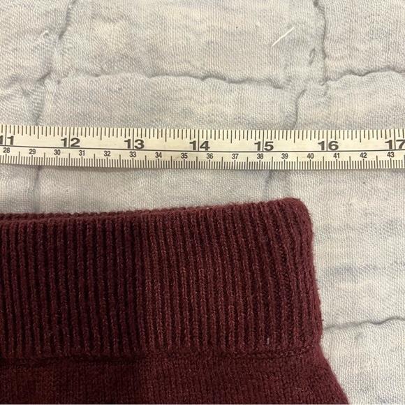 Talbots Ribbed Knit Pull On Midi Skirt Womens Medium Maroon Burgundy Stretch - Picture 8 of 10